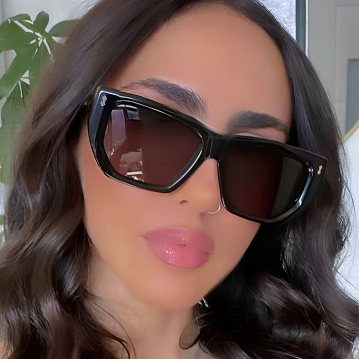 Women's designer sunglasses with modern geometric frame and UV protection Bowlift