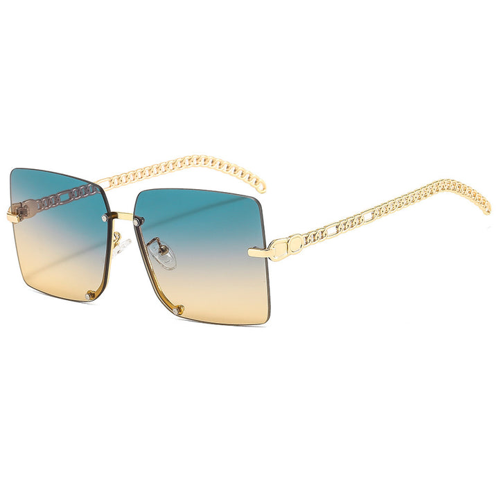 Women's fashionable sunglasses with luxurious chain arm and rectangular frame Bowlift