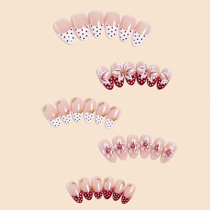 Artistic Nail Tips with Floral Decoration Bowlift