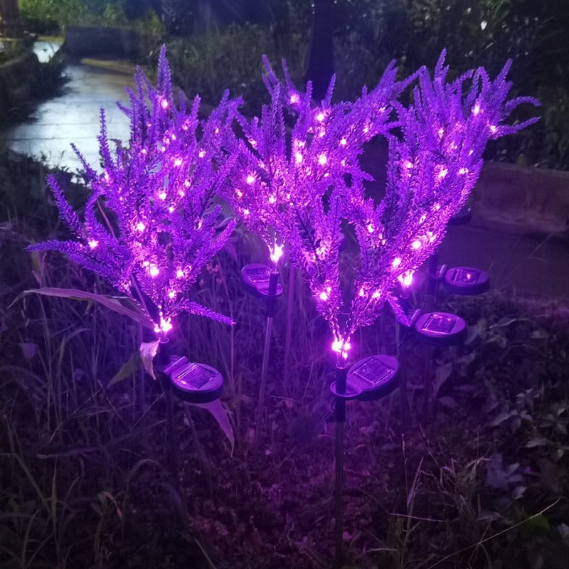 Solar LED Faux Lavender Garden Stake Lights Bowlift