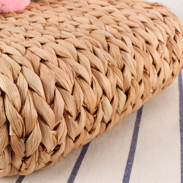 Basket bag with colorful pompons and carrying straps Bowlift