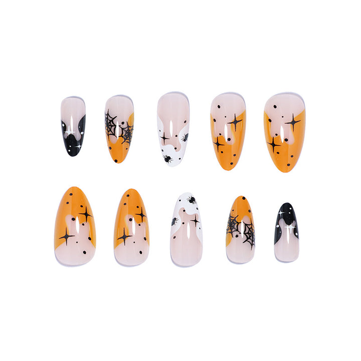 Artistic Halloween-Themed Press-On Nail Set Bowlift