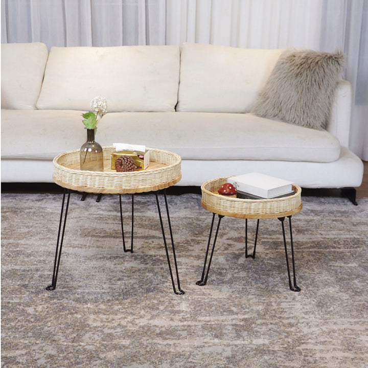 Woven Round Storage Table Bowlift