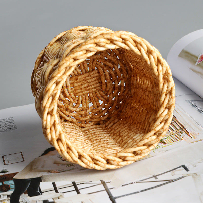 Handcrafted Round Wicker Storage Basket Bowlift