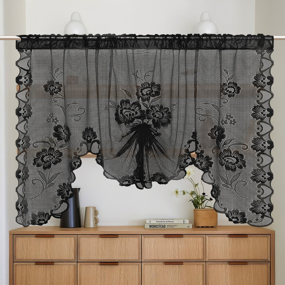 Floral Lace Sheer Window Curtain