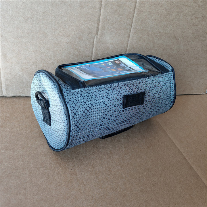 waterproof bicycle handlebar phone bag with touchscreen pocket and zippered cargo Bowlift