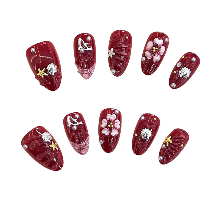 Artistic Floral Design Press-On Nail Set Bowlift 1787225330