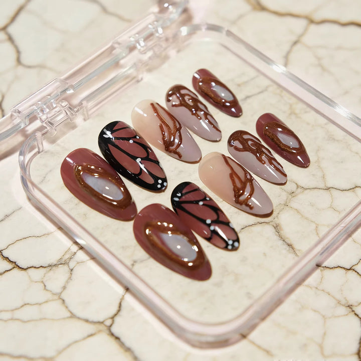 Artistic Textured Press-On Nail Designs Bowlift