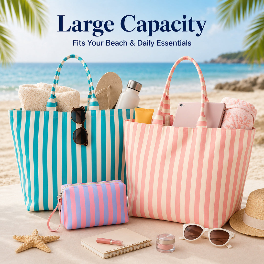 Beach bag with width, water-repellent stripes Bowlift