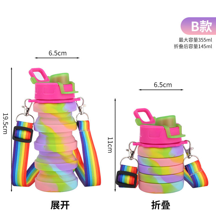 Ladies collapsible silicone water bottle with colorful design Bowlift