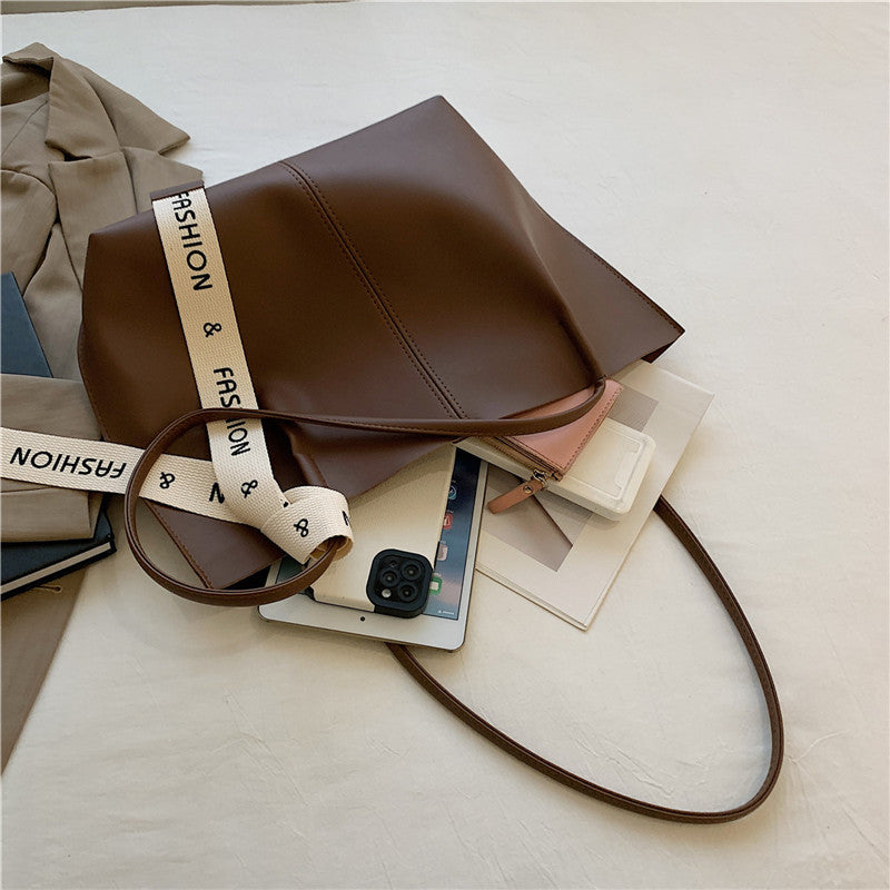 Stylish Faux Leather Tote Bag with Textured Strap