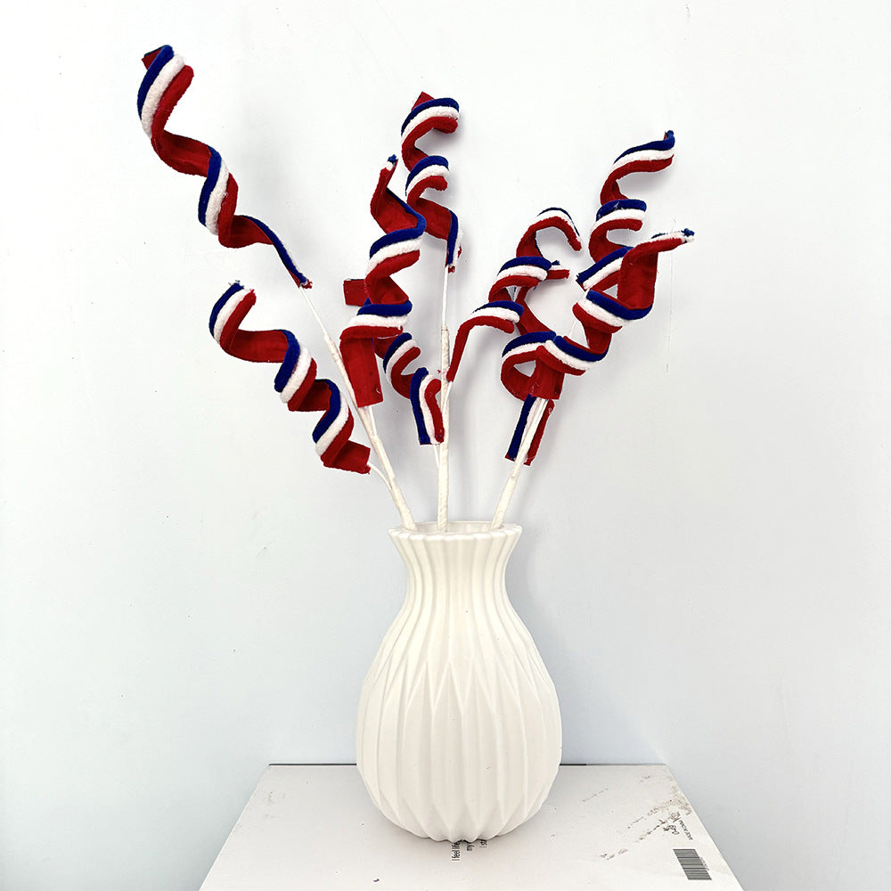 Unisex decorative spiral plug branch with wrapped fabric tape and flexible wire base Bowlift