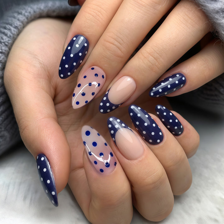 Artificial nails in modern polka dot design Bowlift