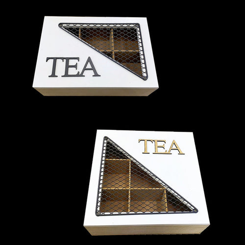 Decorative Tea Storage Box with Mesh Lid