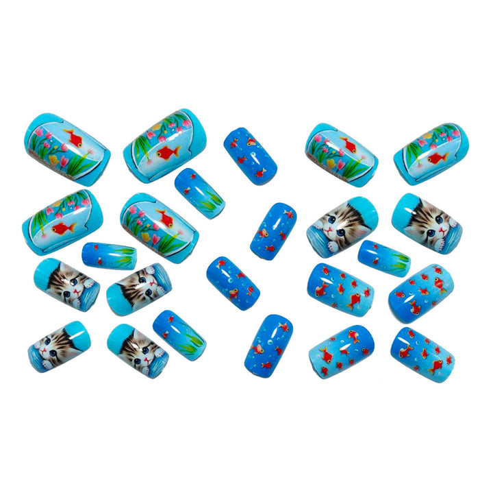 Creative artificial nails with playful animal motifs and aquatic designs Bowlift