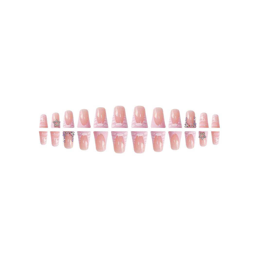 Artistic Rhinestone-Accented Press-On Nail Set Bowlift