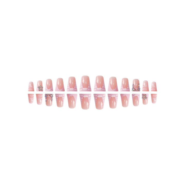 Artistic Rhinestone-Accented Press-On Nail Set Bowlift