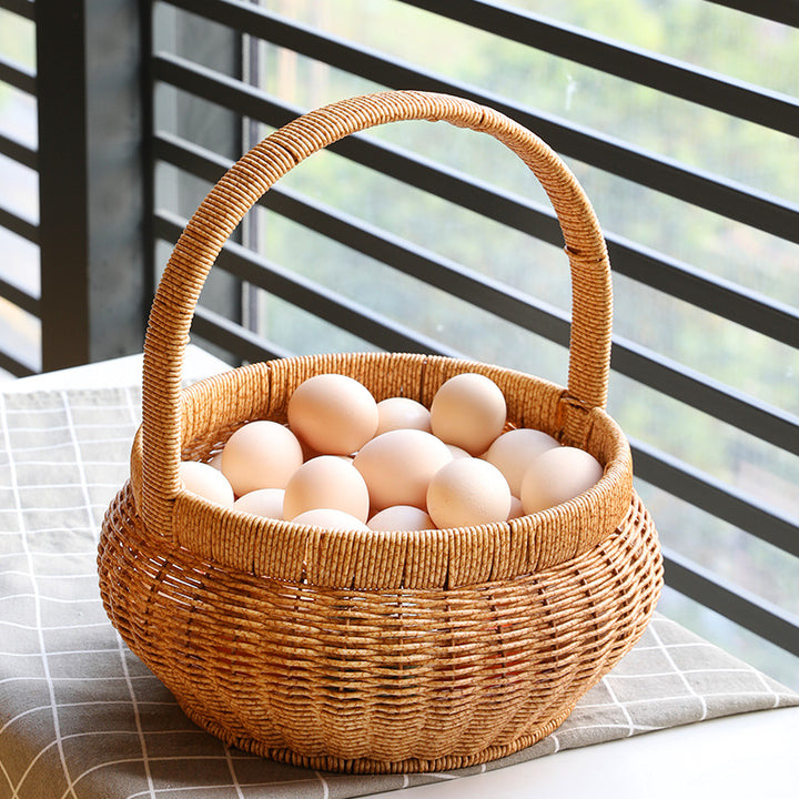 Unisex Handwoven Shopping Basket with Practical Handle Bowlift