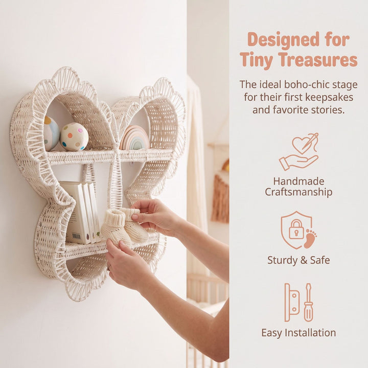 Playful wall shelf in butterfly design Bowlift