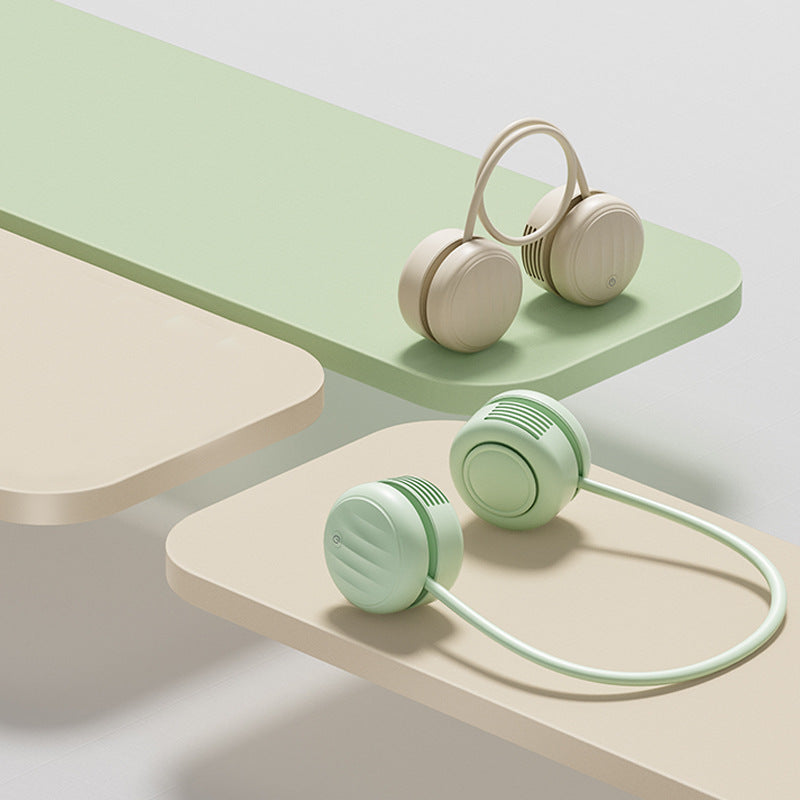 Cooling hands-free dual-head wearable neck fan with flexible gooseneck and USB-C recharge Bowlift