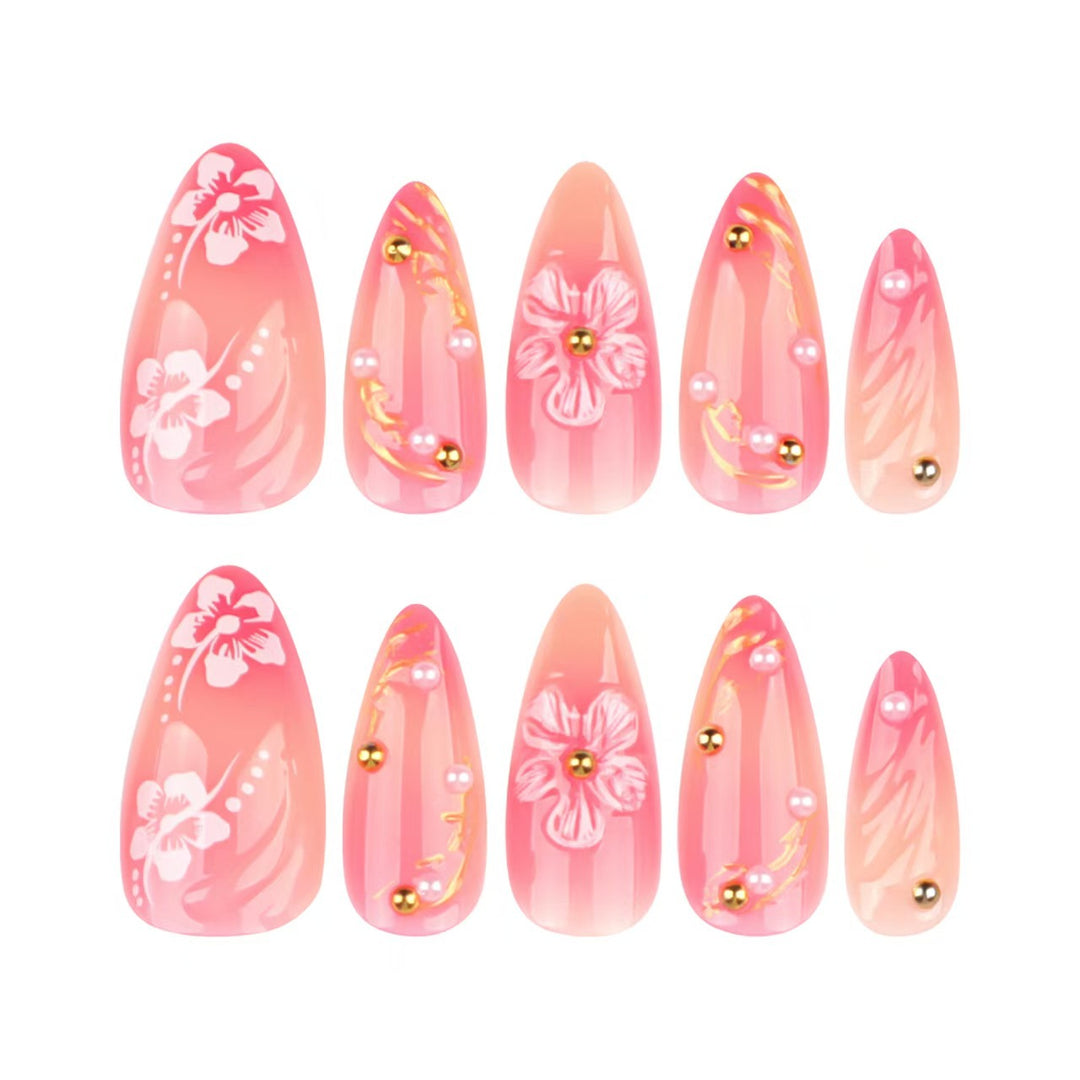 Floral and Decorative Press-On Nail Set Bowlift