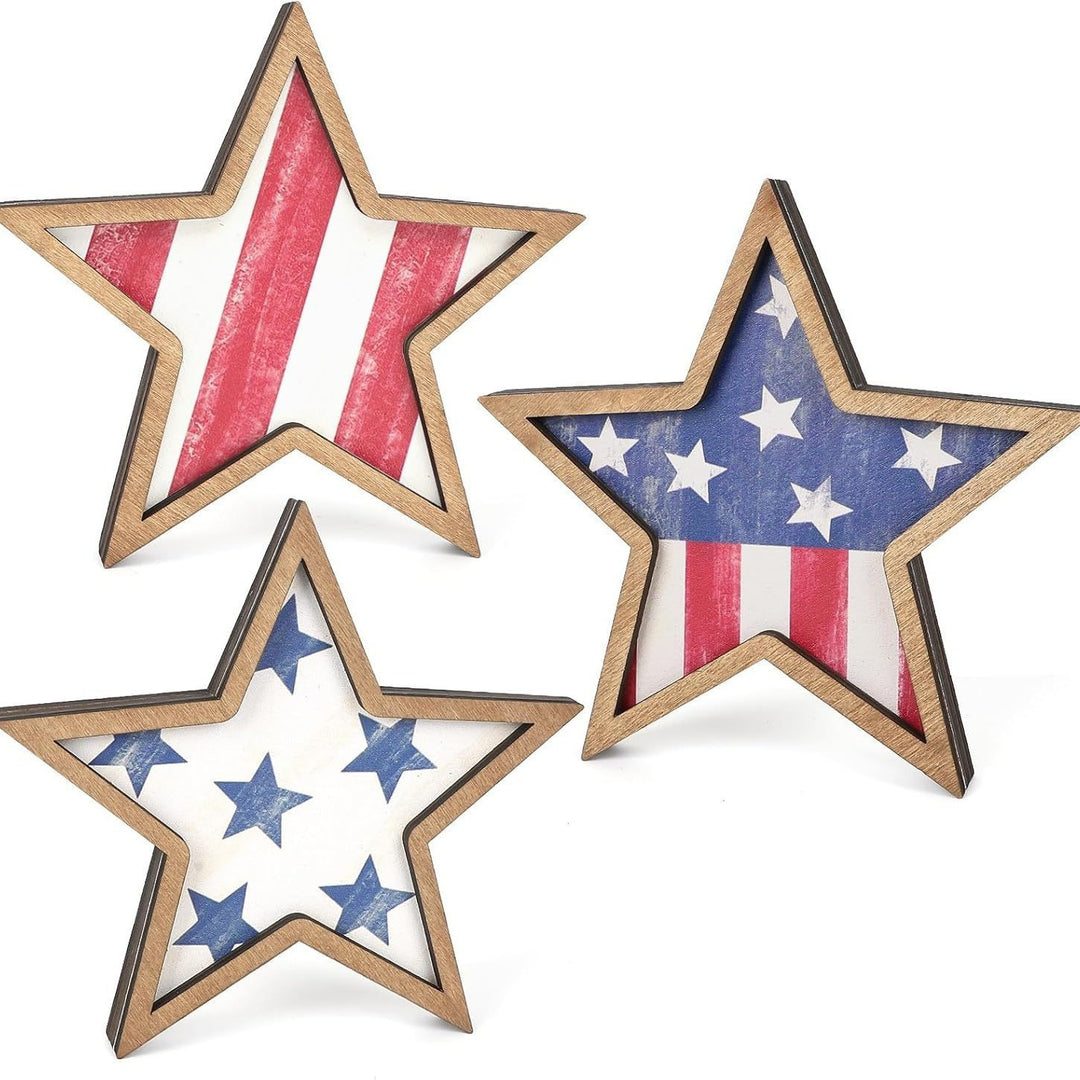 Unisex decorative table toppers made of wood with glittering star tops and ribbon Bowlift