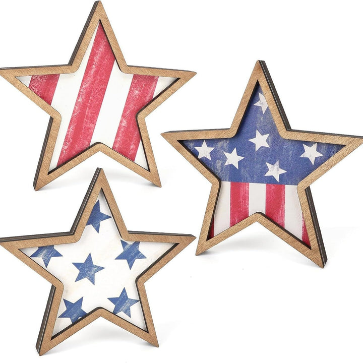 Unisex decorative table toppers made of wood with glittering star tops and ribbon Bowlift
