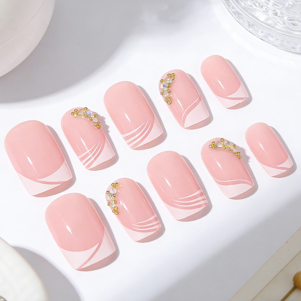 Elegant French Tip Press-On Nail Art Bowlift