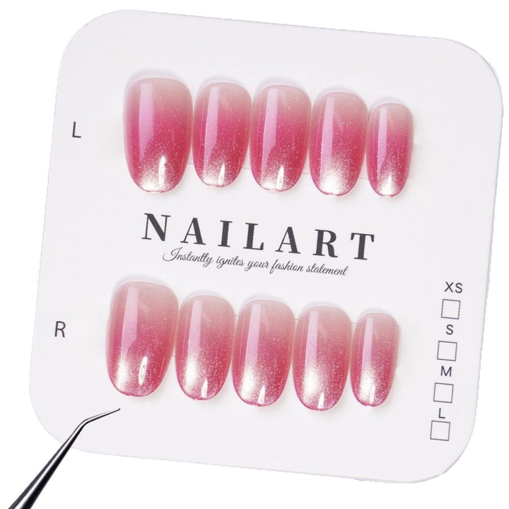 Ombre Press-On Nail Set with Glossy Finish Bowlift