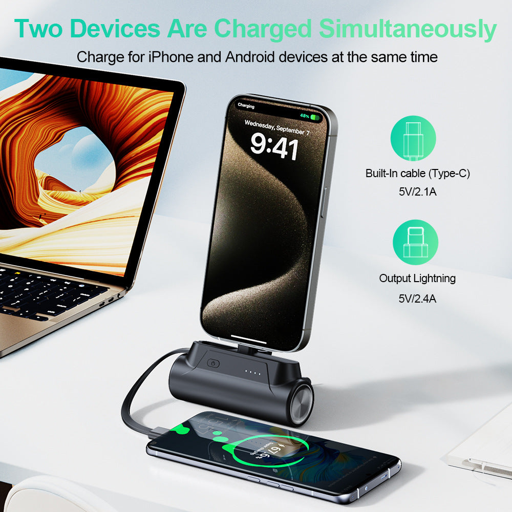 Mini Powerbank with Integrated Charging Cable Bowlift