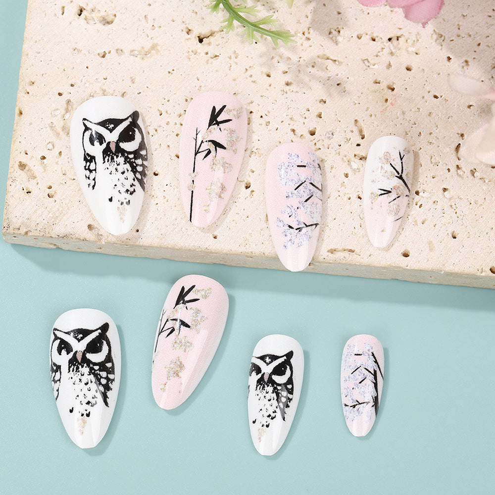 Creative art nails in elegant owl design Bowlift