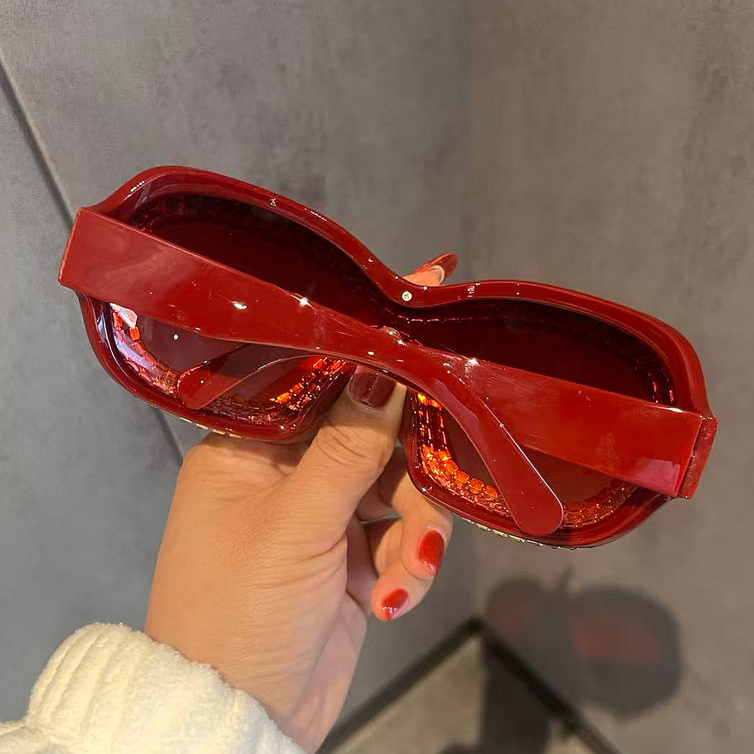 Women's glamorous sports sunglasses with extravagant crystal frame Bowlift