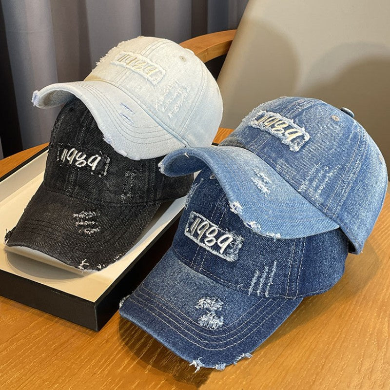 Women's Distressed Denim Baseball Cap Bowlift 1784188483