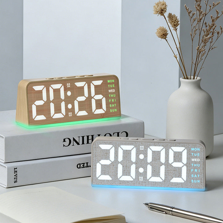 Digital Light Alarm Clock with Temperature Display Bowlift