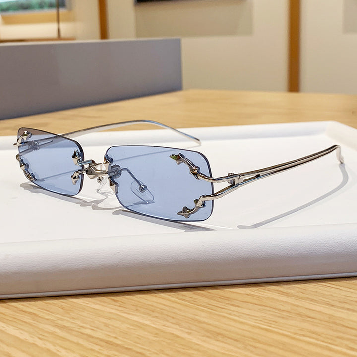 Women's fashionable sunglasses with delicate metal frame and transparent lenses Bowlift