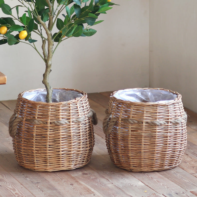 Rustic storage basket with hemp handles Bowlift