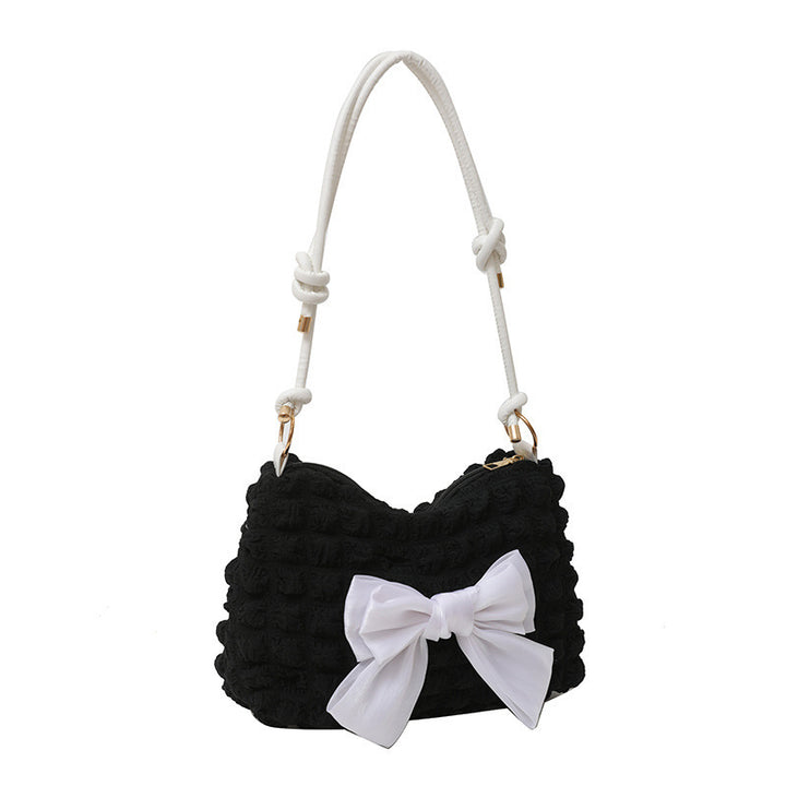 WoBow-Embellished Textured Handbag Bowlift