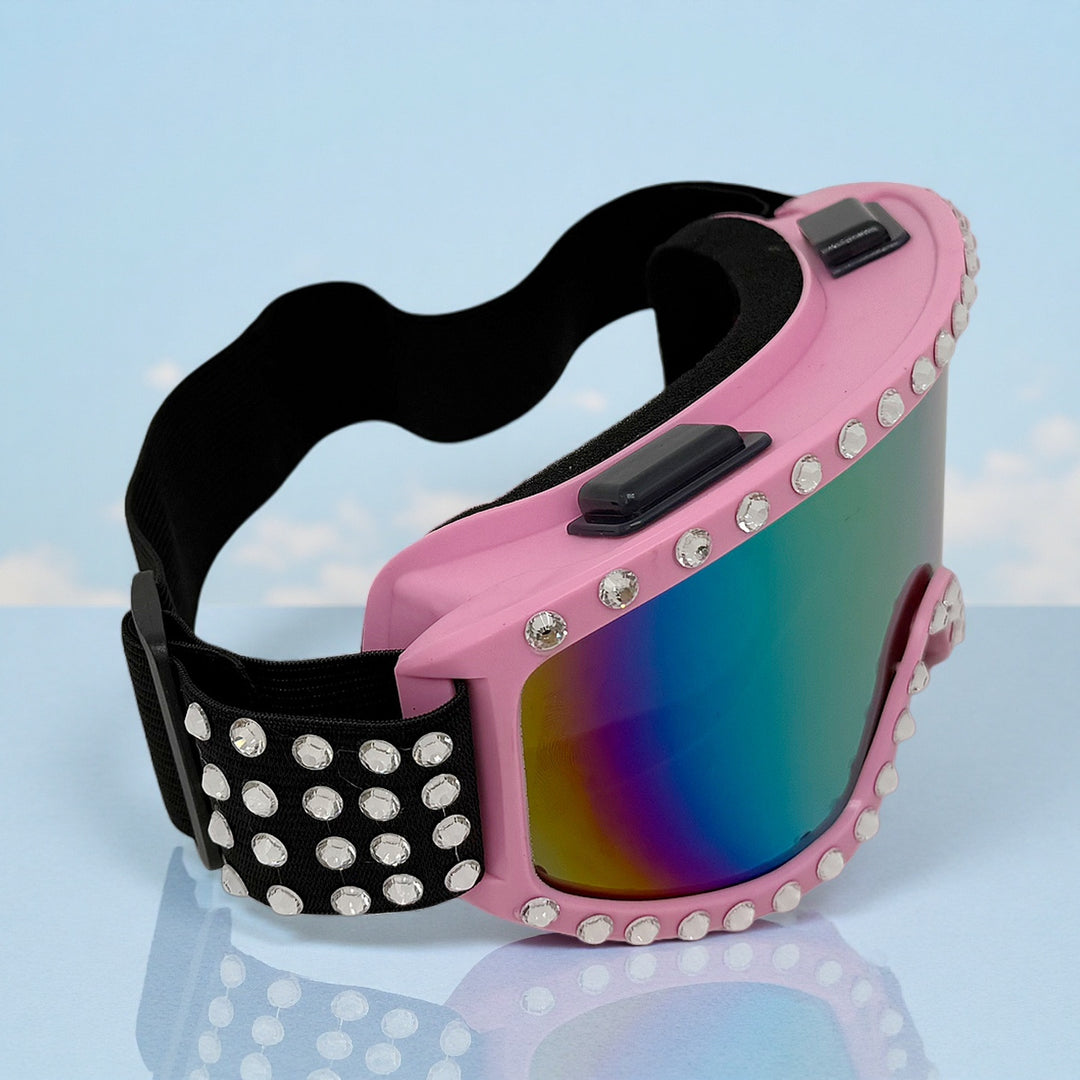 Women's fashionable ski goggles with glittering decorations Bowlift