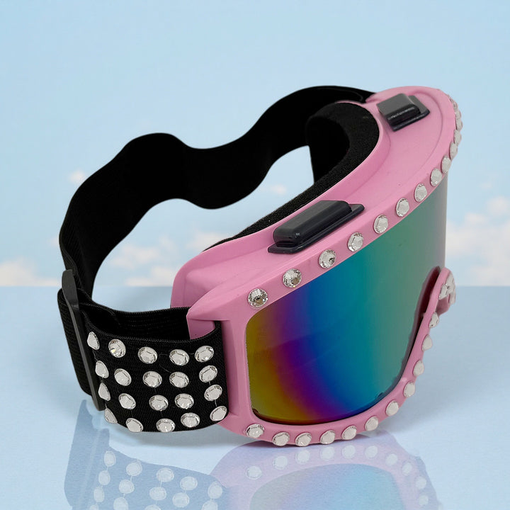 Women's fashionable ski goggles with glittering decorations Bowlift