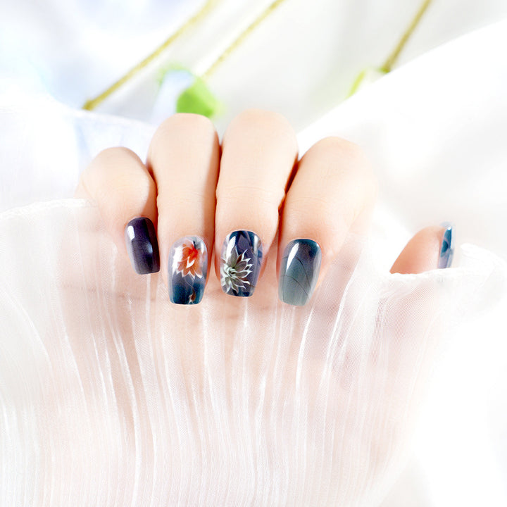 Artistic Floral Design Press-On Nails Bowlift