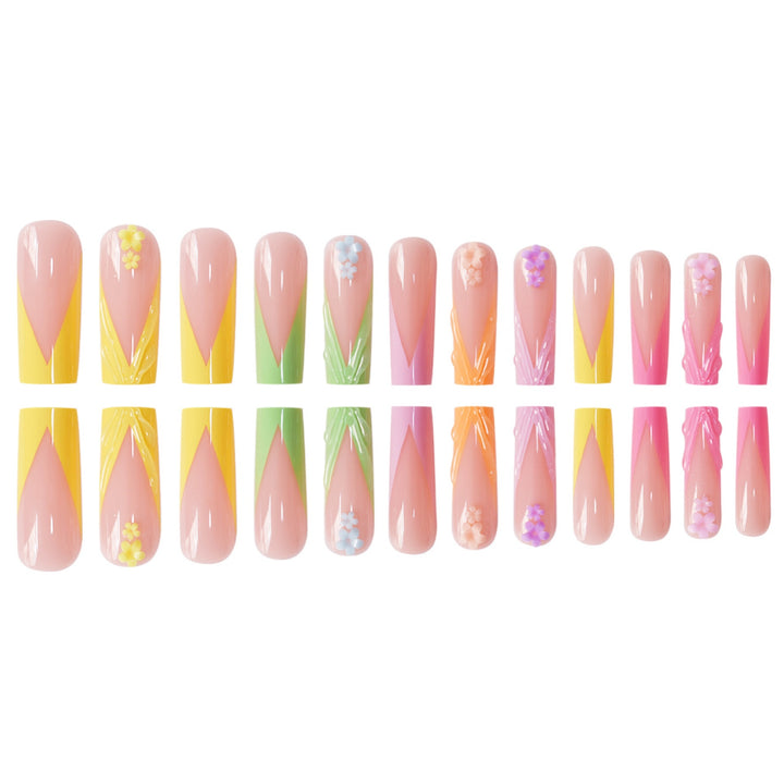 Decorative Floral Sculpted Press-On Nails Bowlift