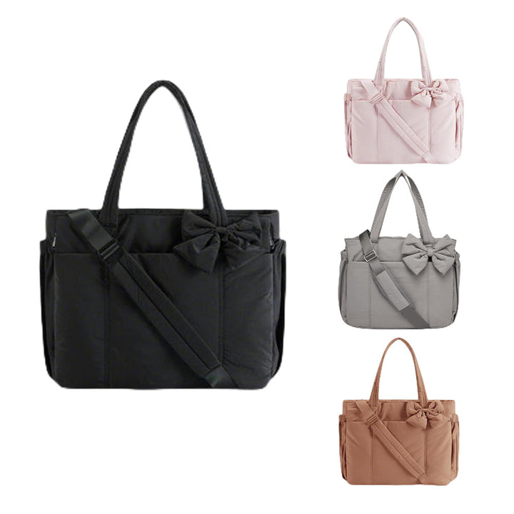 Multifunctional tote bag with detachable shoulder straps and decorative bow Bowlift
