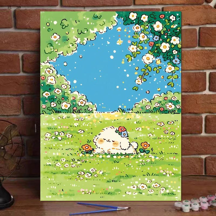 Cute Cat Illustration Canvas Art Print Bowlift