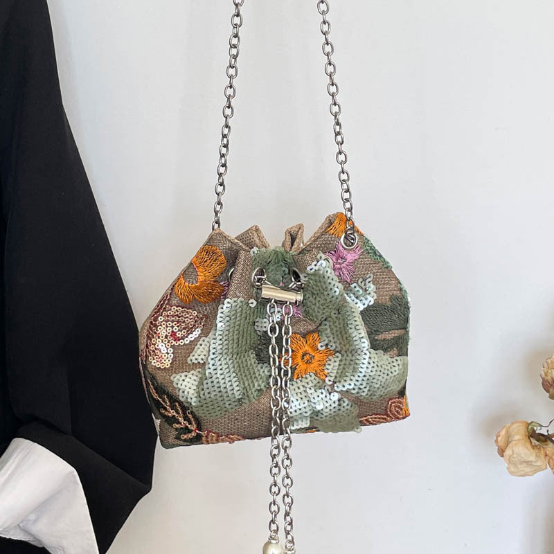 WoStylish Sequin Drawstring Clutch Purse Bowlift