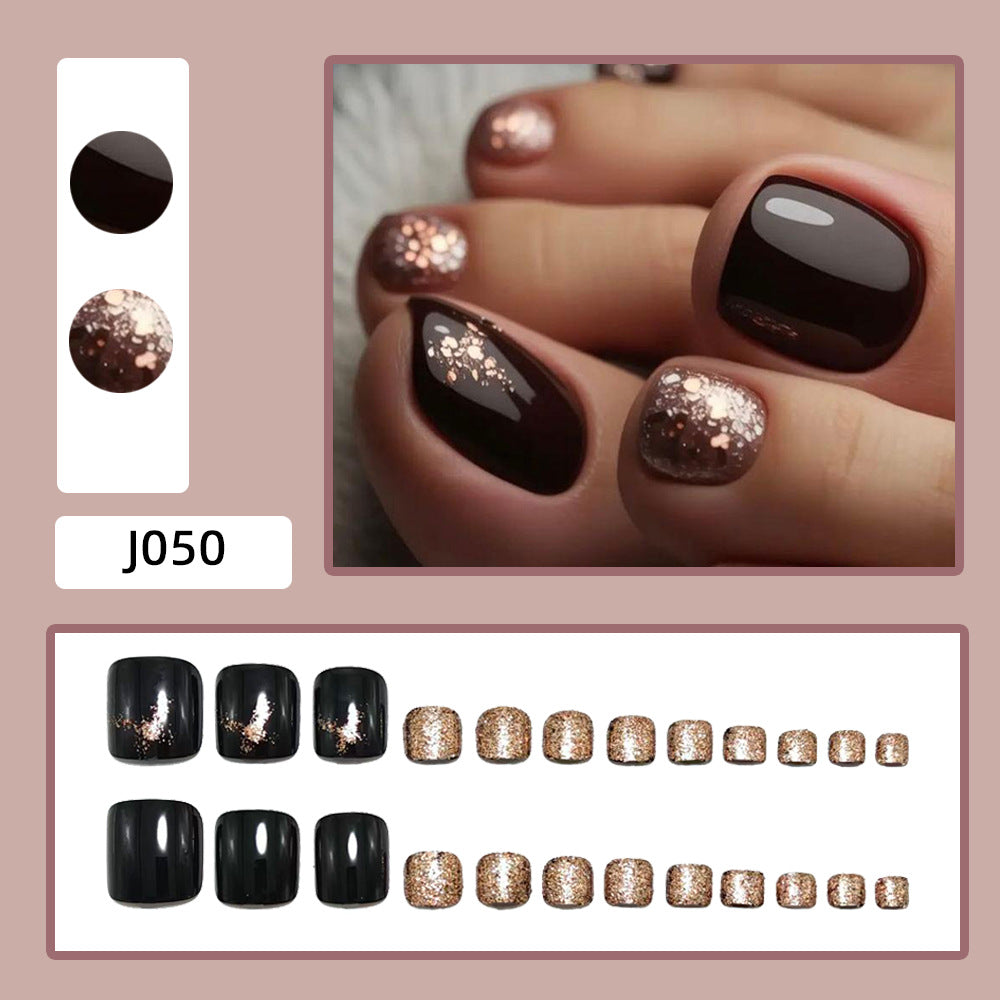 Artificial Nail Set with Glitter Accents Bowlift