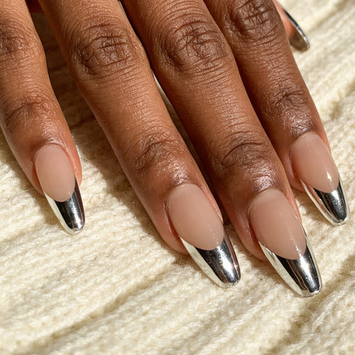 Long Stiletto Metallic Tip Press-On Nails Bowlift