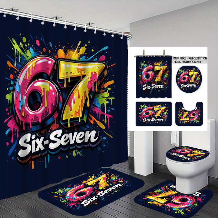 Digital Art-Themed Four-Piece Bathroom Set Bowlift