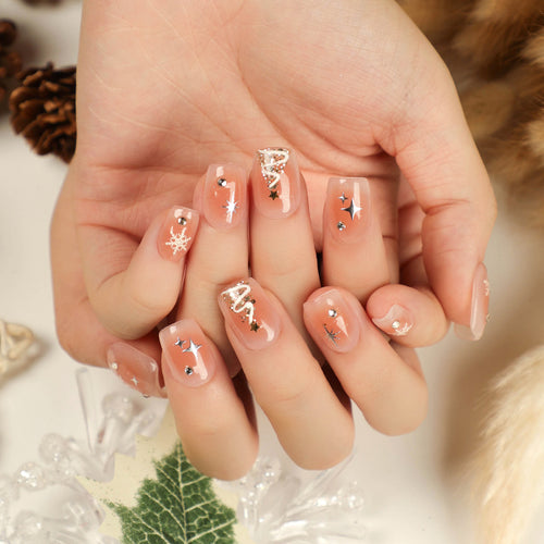 Artful Nail Extensions with Christmas Design Bowlift