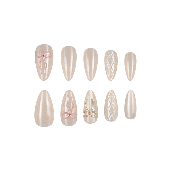 Elegant Stiletto Press-On Nails with Bow Accents Bowlift