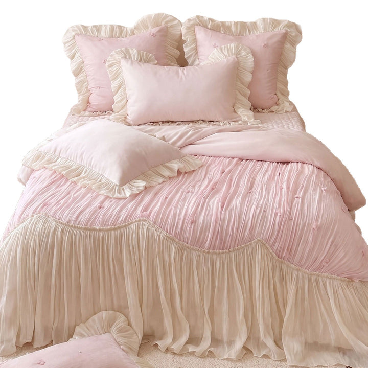 Pleated Ruffled Chiffon Duvet Cover Set